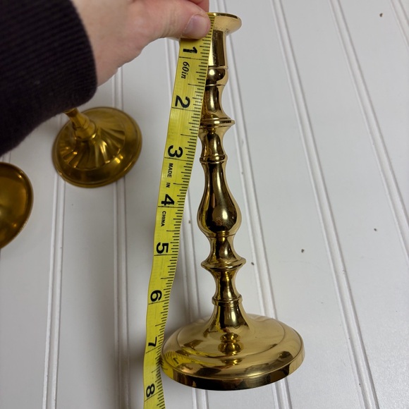 Vintage Brass Candlestick Holders Set of 3 - Picture 7 of 7